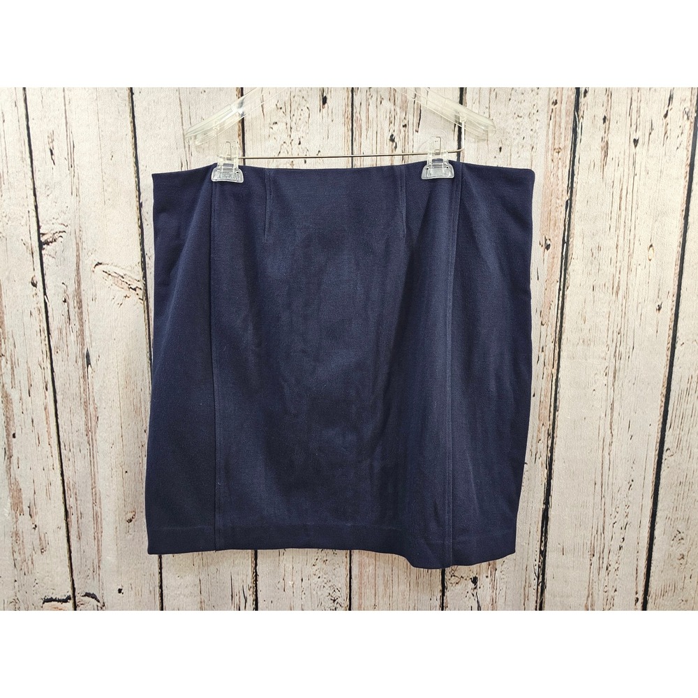 MM La Fleur New York Navy Blue Pencil Skirt 20 XXL Stretch Waist Career Work EUC